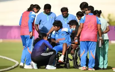 India Women as Arundhati Reddy hit during practice match